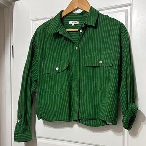 Madewell Green Striped Button Down Shirt